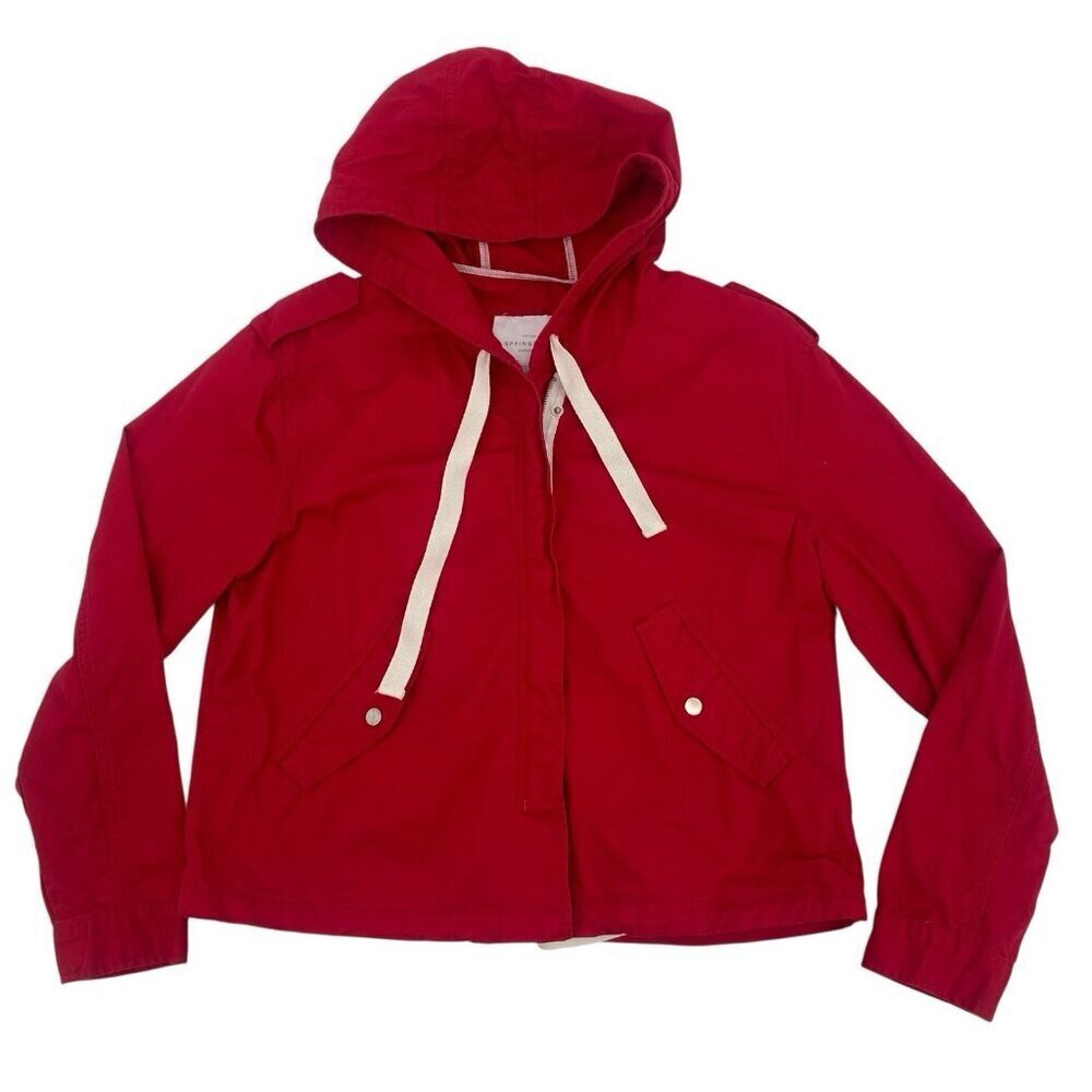 Springfield Womens EU 42 Red Utility Field Hooded Full Zip Jacket Drawstring
